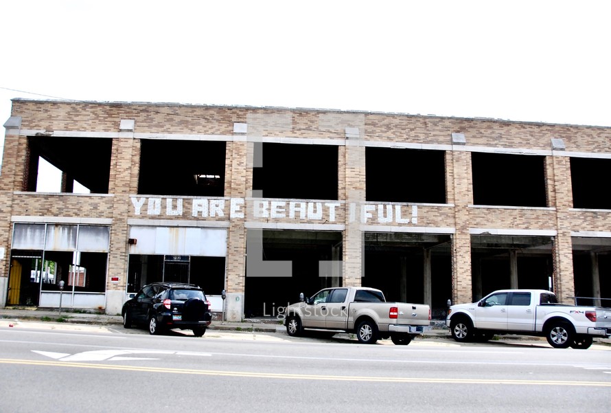 You are beautiful on an abandoned building 
