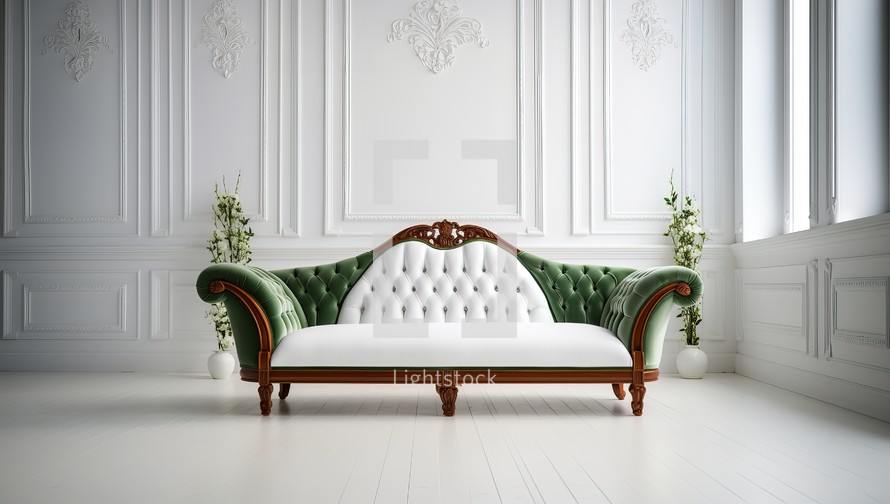 Luxury sofa in classic interior.