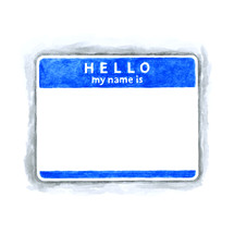 Hello my name is name empty badge. Blue Name tag badge blank sticker HELLO my name is. Use it in all your design projects. 