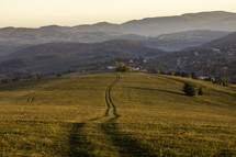 worn path on a hillside 