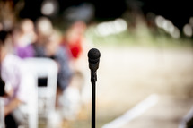 microphone at an outdoor wedding 