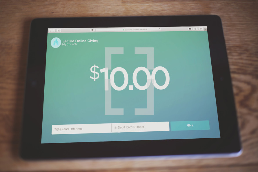 online tithing with a tablet