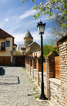 Cobblestone streets in a Russian village.