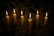 candles and pine