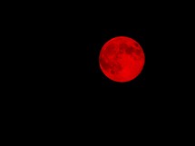 red supermoon in the night sky