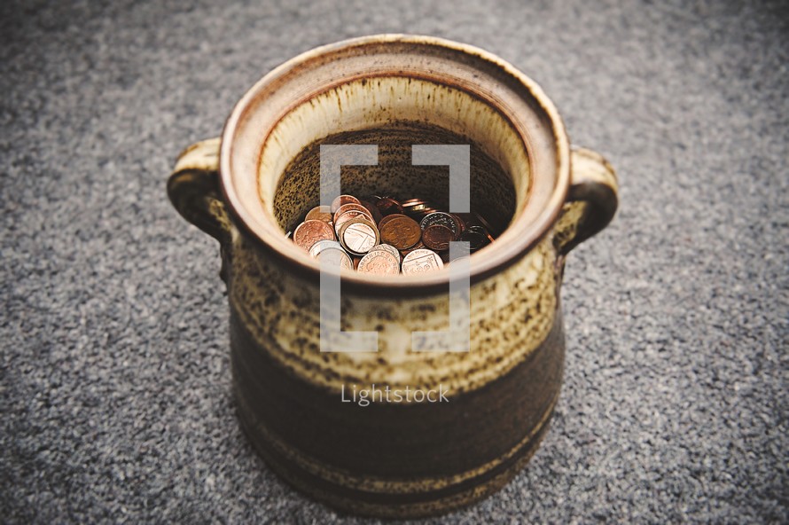 coins in a pot 