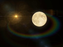 full moon and a halo of light 