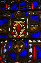 Ascension Symbols in stained glass window 