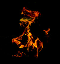 fire against a black background 