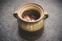 coins in a pot 