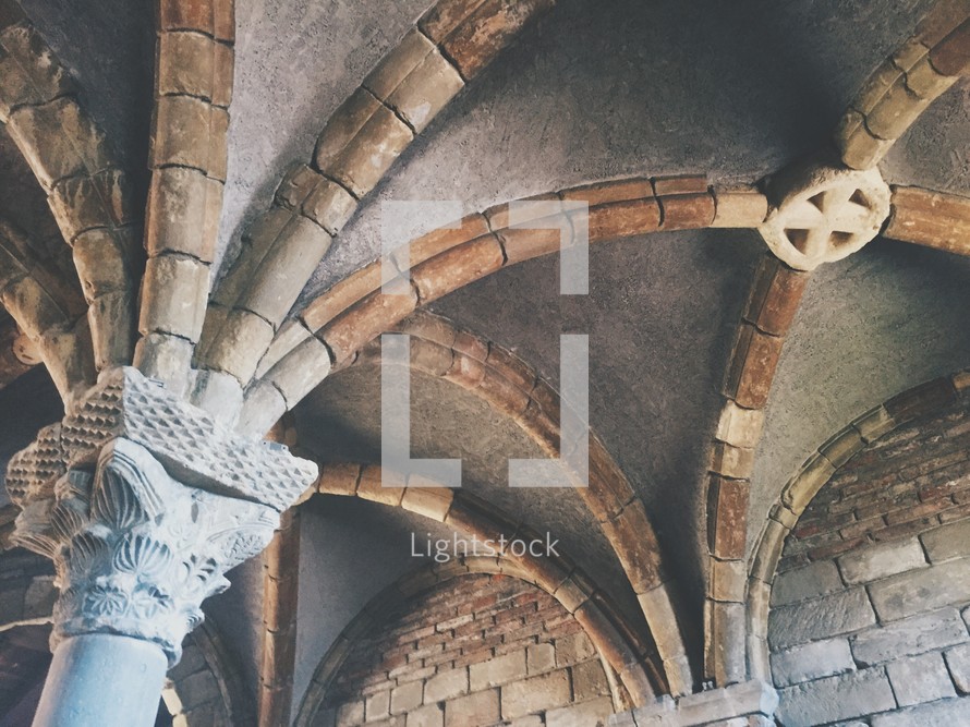 arched ceiling in a castle 