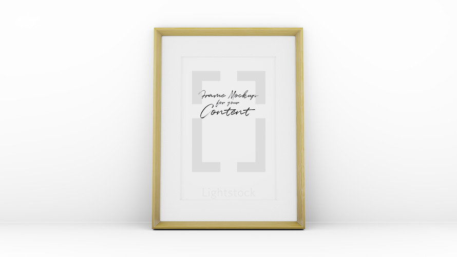 wooden frame on a white wall with space for your content.