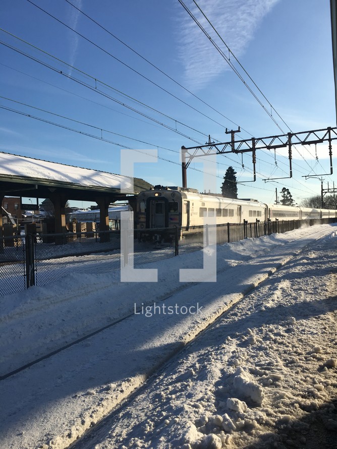 electric train and snow 