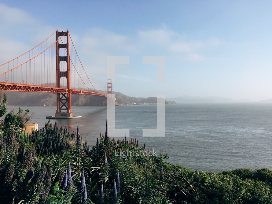 The Golden Gate bridge over the Golden Gate Strait.