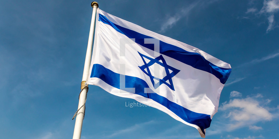 Israeli flag with sky