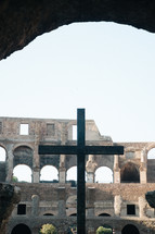 cross in the Coliseum in Rome 