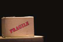 fragile on a cardboard box 