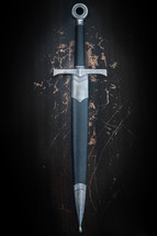 Sword on a grunge background with scratches