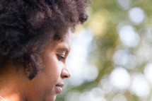 side profile of the face of an African American woman 