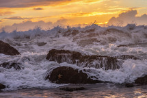 dramatic sunset seascape at a northern California beach. USA