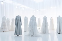 Wedding dress on mannequins in bridal salon