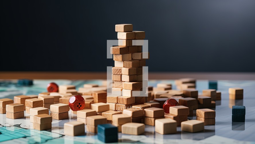 Wooden blocks stacked on top of each other on a table.