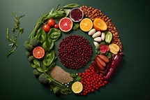 Healthy food clean eating selection. Foods high in antioxidants, anthocyanins, vitamins and minerals.