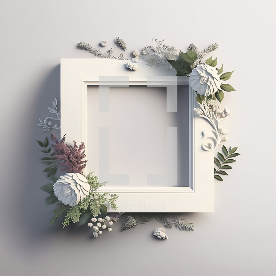 White frame with Flowers
