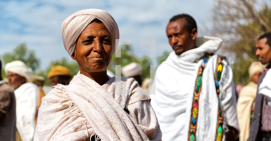 people at a market for a celebration in Ethiopia 