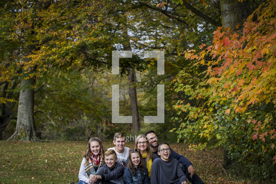 family photo outdoors in fall 