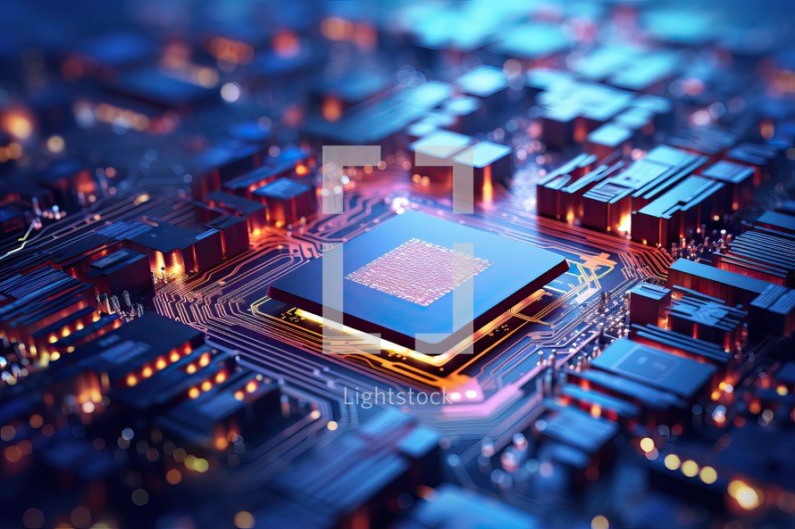 Close up of a Microprocessor on a Circuit Board