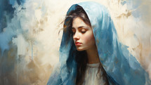 Artistic oil painting of Mother Mary
