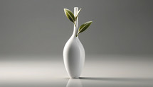 Vase with green olive leaves. AI generative