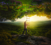 man with a ladder to paradise 