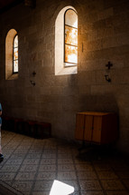 touring a historic church in Israel 