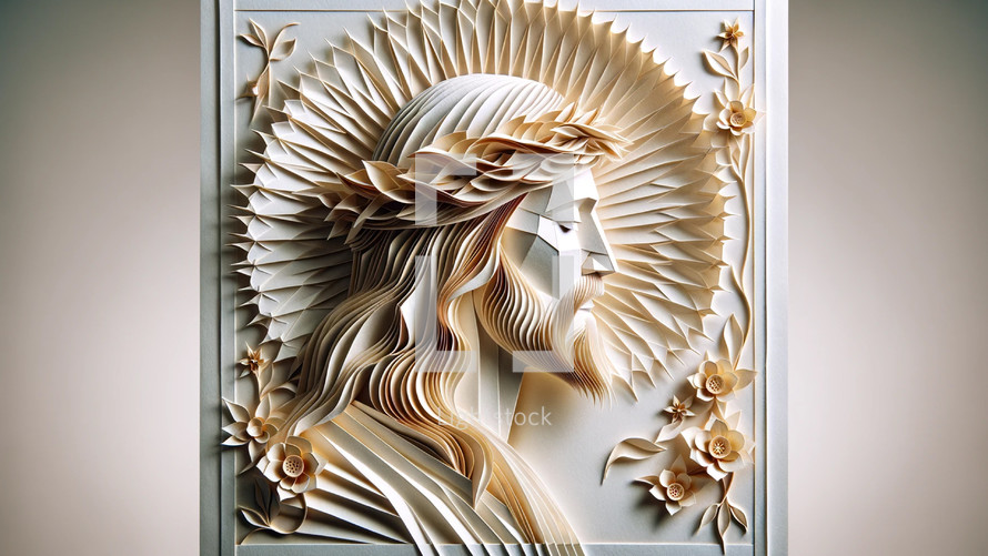 The Portrait of Christ in Paper texture