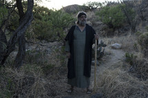 A Bible prophet of holy man in a desert wilderness