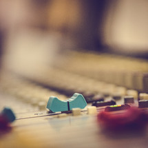 Close-up of a soundboard.