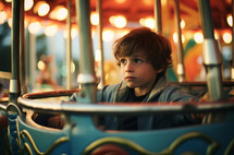 A distressed 7-year-old child at an amusement park