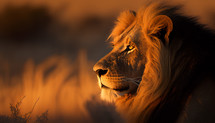 Lion at sunset