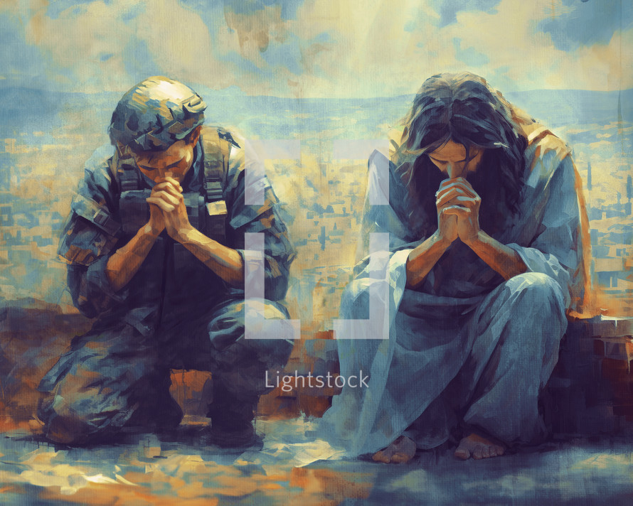 Jesus prays with soldier