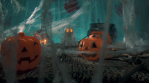Halloween Horror Mystery Pumpkin Over The Web