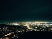 Sprawling city lights at night.