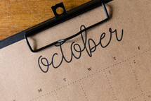 October calendar 