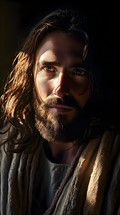 Portrait of Jesus listening.