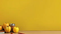 Back to school background with empty space in the middle. with apples 