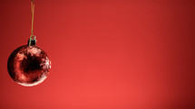 Red Christmas Ball On Background copy space