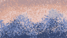 blue and peach mosaic pattern landscape 