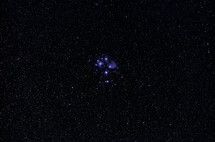 The iconic Pleiades star cluster in the night sky