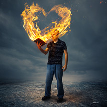 hearts on fire from the pages of a Bible 
